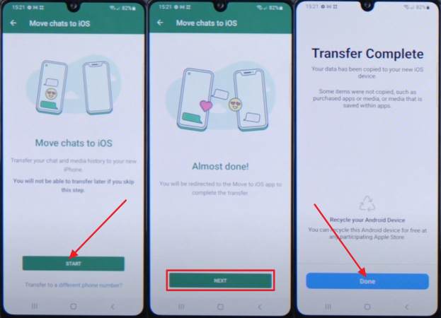 access whatsapp and start migration