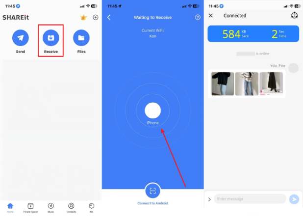 receive data on iphone