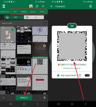 xender qr code screen