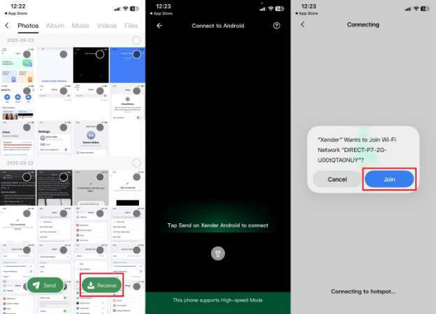 join iphone and receive data