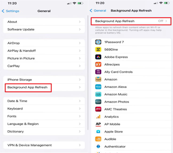 turn off whatsapp background refresh