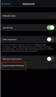 turn off experimental features