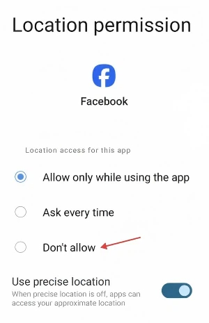 turn off location settings on facebook android
