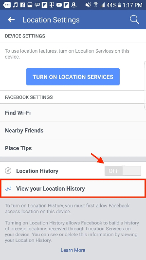 turn off location services on facebook