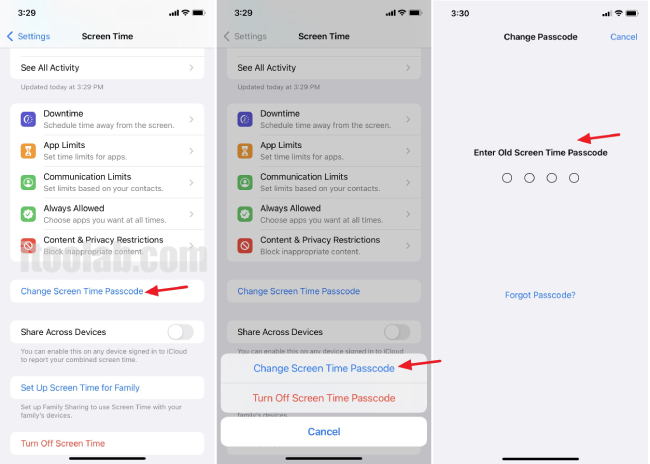 forgot screen time passcode