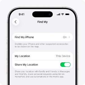 turn on find my share my location