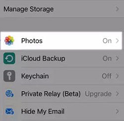 turn on icloud photos