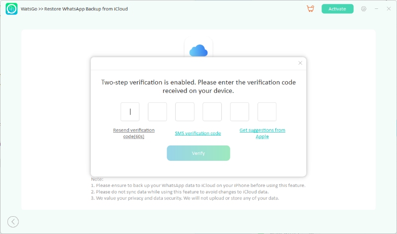 watsgo two step verification