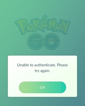 unable to authenticate pokemon go