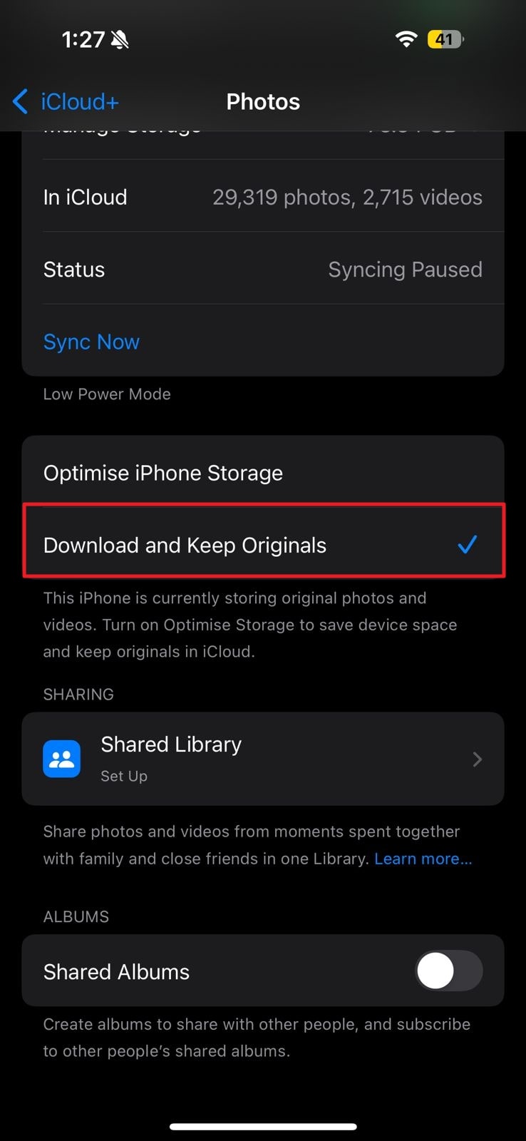 select download and keep originals option