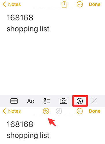 undo notes undo button