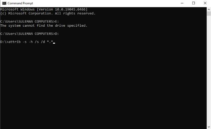 unhide files using CMD