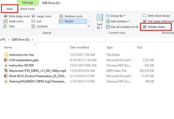 unhide files in File Explorer