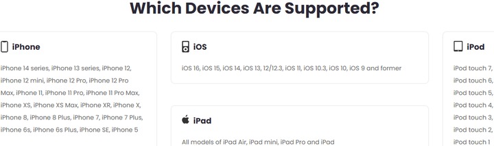UnicTool LockEraser supported devices and iOS versions