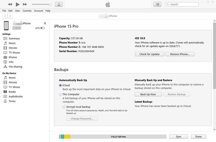 restore iphone with itunes