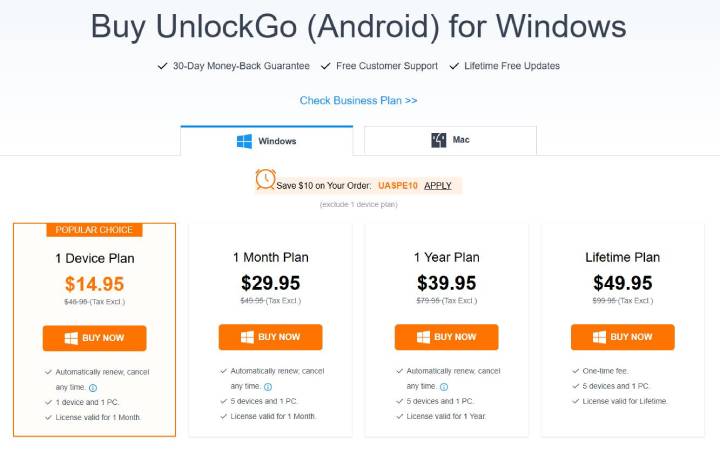unlockgo android license plan win