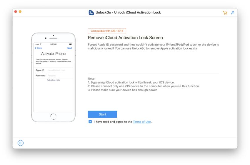 unlockgo guide - starts unlock icloud ios 15.7