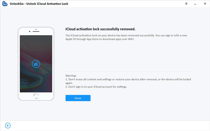 Remove iCloud activation sucessful