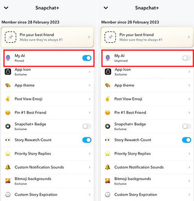 unpin my ai snapchat