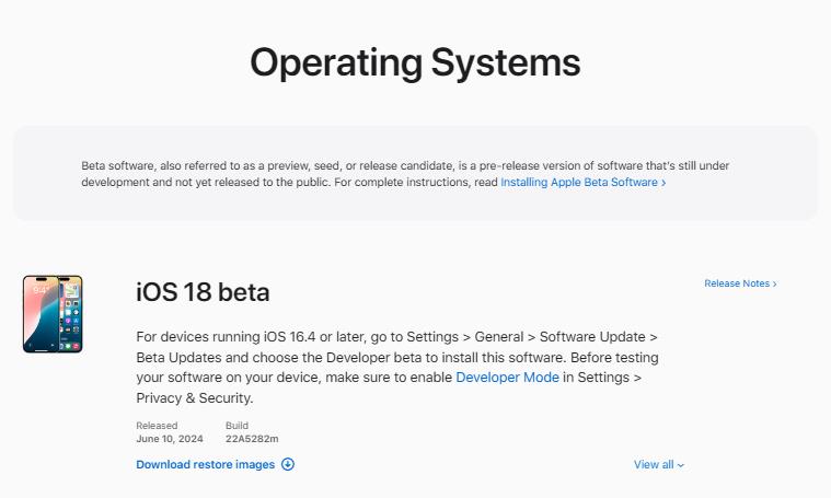 update ios 18 beta via computer