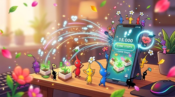 use steps apps to add pikmin steps