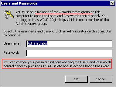 user and password