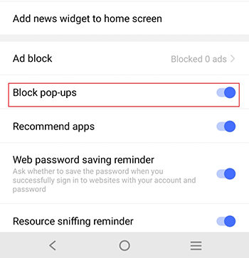 vivo browser block pop-ups