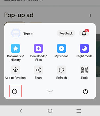 vivo browser setting icon