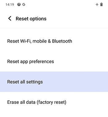 vivo reset all settings