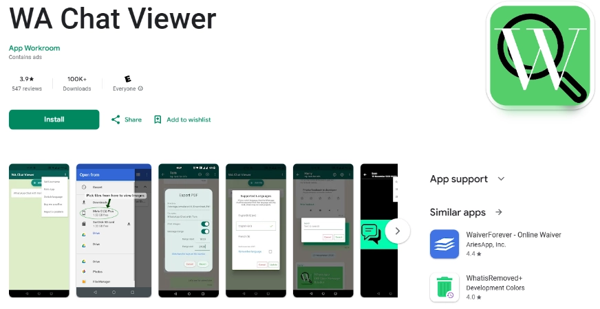 view exported whatsapp chat