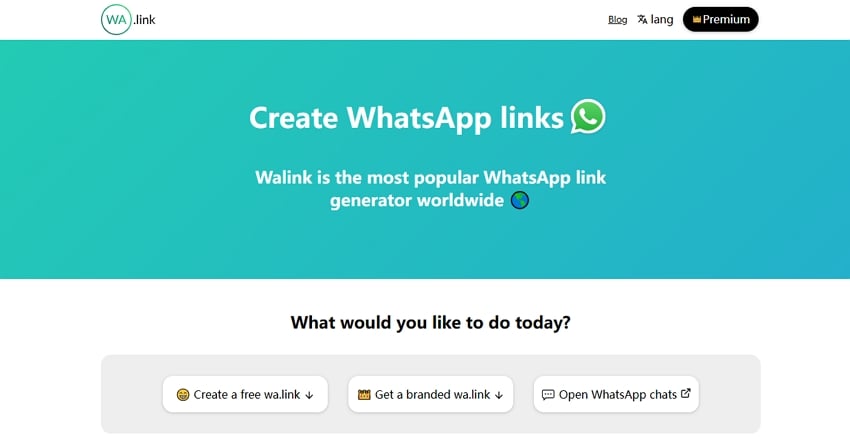 create whatsapp link via wa link website