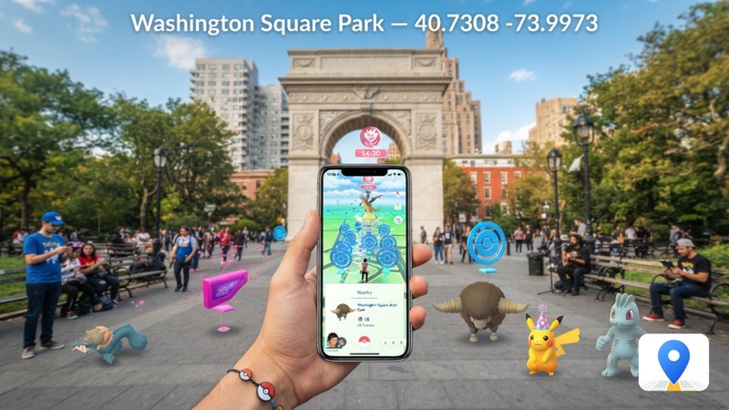 washington square park new york pokemon go coordinates