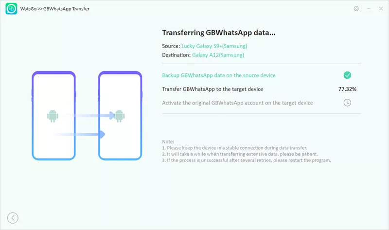 start to transfer GBWhatsApp