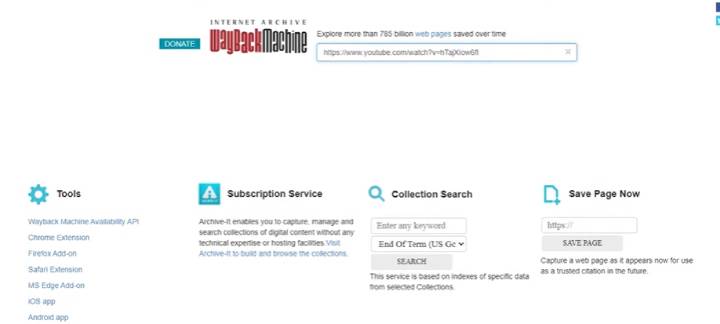 search Wayback Machine