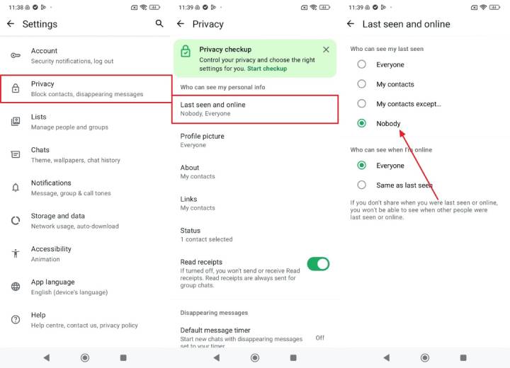 choose nobody from privacy settings