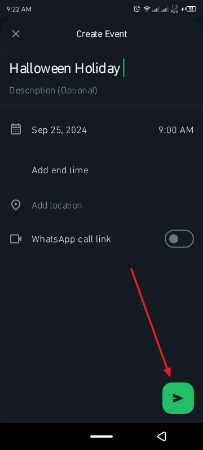 insert event details and send android
