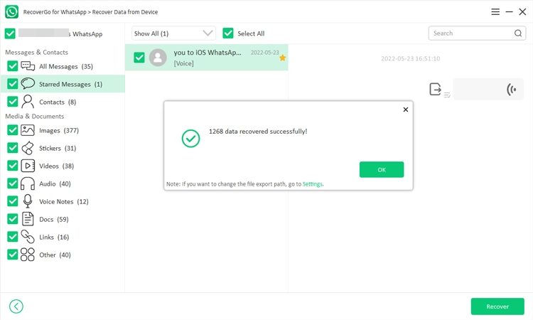 RecoverGo (WhatsApp) screenshot