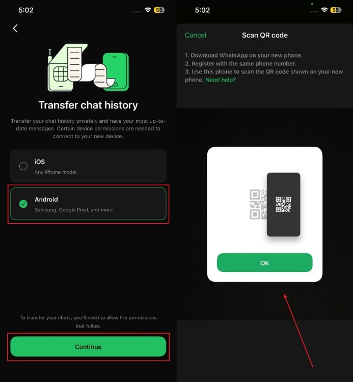 choose android to access qr code
