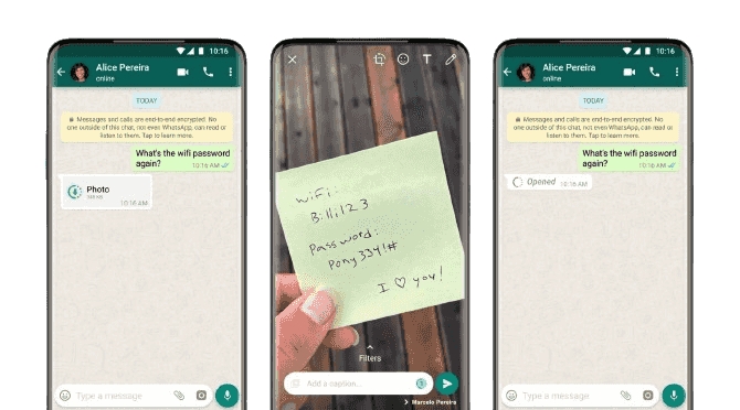 can whatsapp send disappearing photos