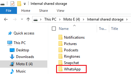whatsapp foldfer in explorer windows