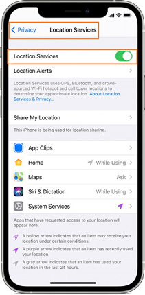 enable location services