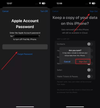 add credentials and sign out