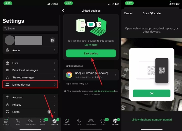 continue to tap link device