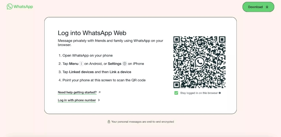 log into whatsapp web