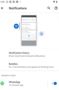 whatsapp notification history