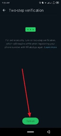 press turn on and add code