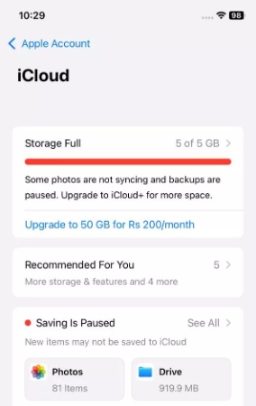 low iphone storage