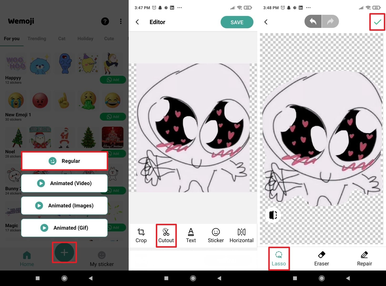 generate regular cutout sticker wemoji