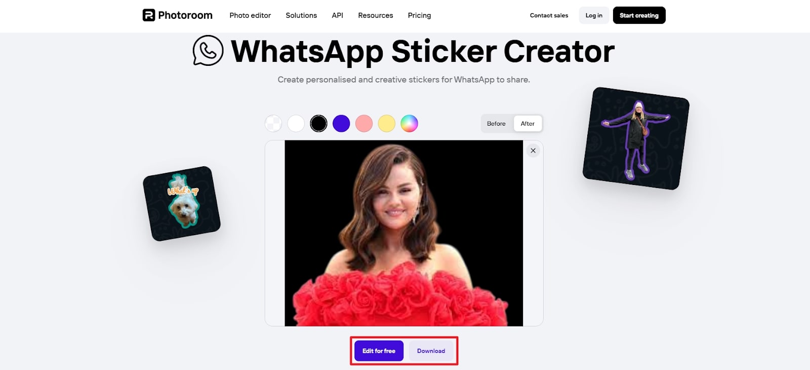 edit and download stickers from photoroom