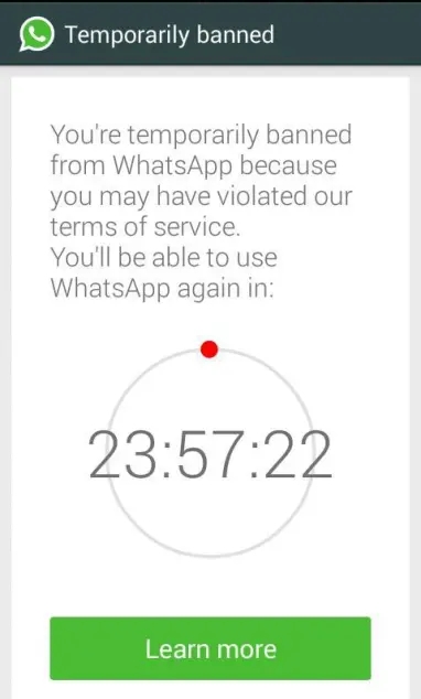 whatsapp is temporarily banned